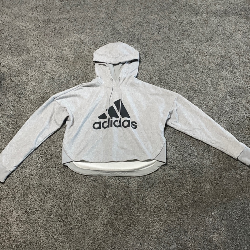 Adidas Grey Cropped Hoodie